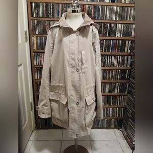 Gallery, Women Sz.L. Beige Hooded Parka Jacket